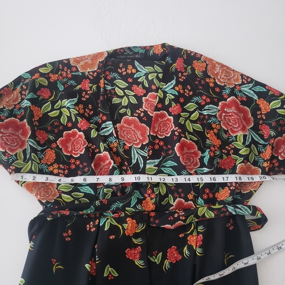 ZARA FLORAL PRINT KIMONO CAFTAN DRESS size M - Picture 11 of 13